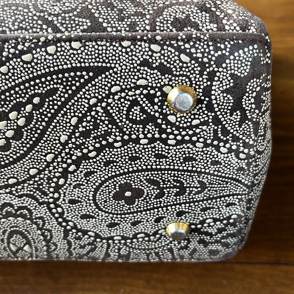 Yvelyne Ponnau Vintage Paisley Leather Tote